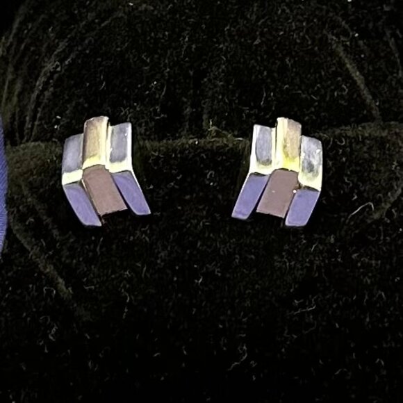 Givenchy VTG Two-Tone Silver/Gold-Tone Clip-On Earrings - Picture 1 of 15